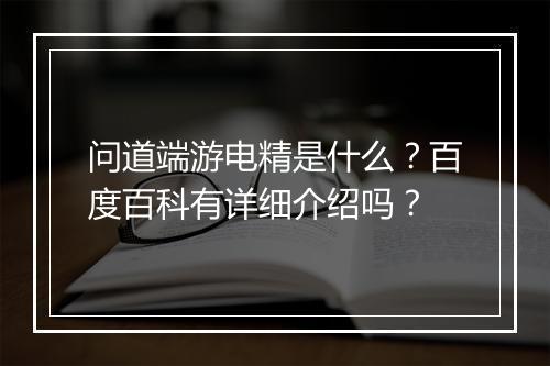 问道端游电精是什么?百度百科有详细介绍吗?