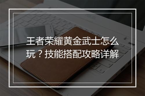 王者荣耀黄金武士怎么玩？技能搭配攻略详解