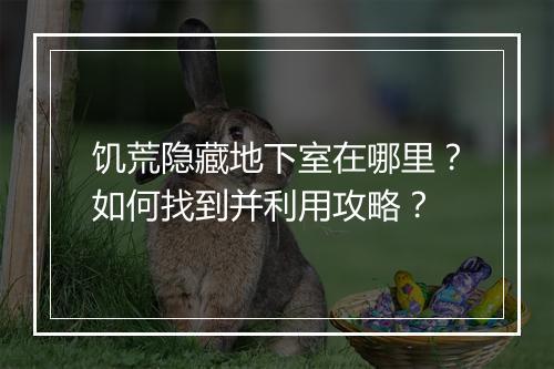 饥荒隐藏地下室在哪里？如何找到并利用攻略？
