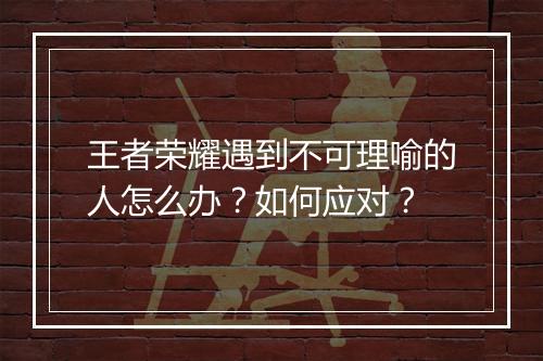 王者荣耀遇到不可理喻的人怎么办？如何应对？