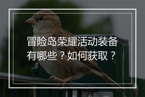 冒险岛荣耀活动装备有哪些？如何获取？