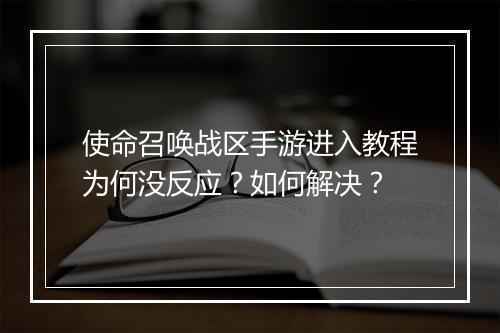 使命召唤战区手游进入教程为何没反应？如何解决？