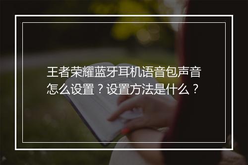 王者荣耀蓝牙耳机语音包声音怎么设置？设置方法是什么？