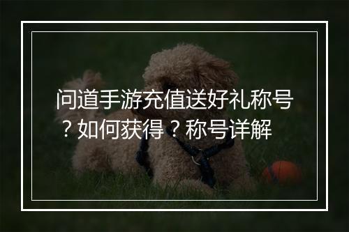 问道手游充值送好礼称号？如何获得？称号详解