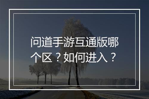 问道手游互通版哪个区？如何进入？