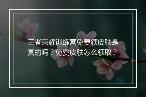王者荣耀训练营免费领皮肤是真的吗？免费皮肤怎么领取？