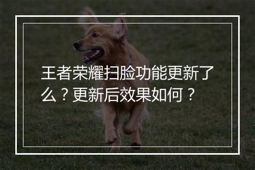 王者荣耀扫脸功能更新了么？更新后效果如何？