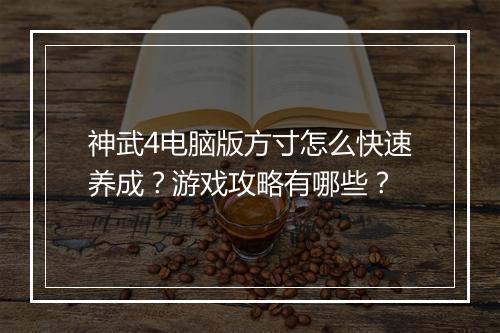 神武4电脑版方寸怎么快速养成？游戏攻略有哪些？