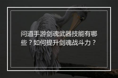 问道手游剑魂武器技能有哪些？如何提升剑魂战斗力？