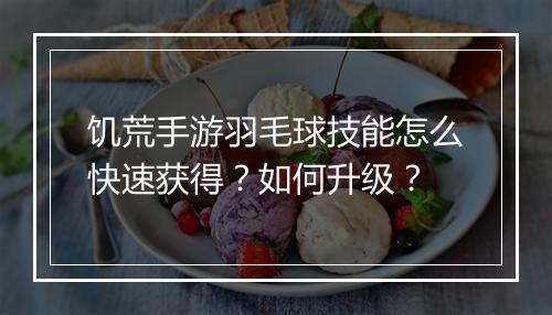 饥荒手游羽毛球技能怎么快速获得？如何升级？