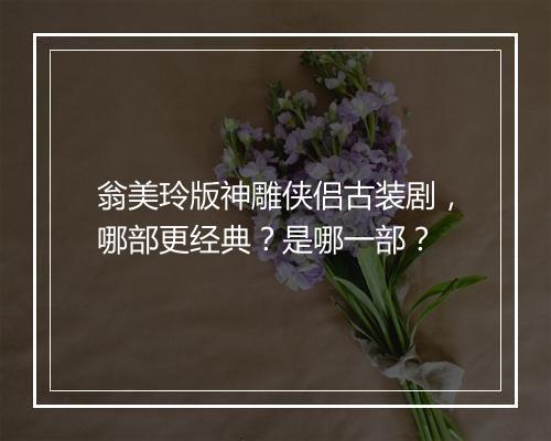 翁美玲版神雕侠侣古装剧，哪部更经典？是哪一部？
