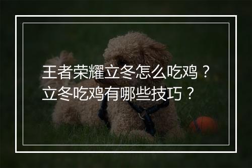 王者荣耀立冬怎么吃鸡？立冬吃鸡有哪些技巧？