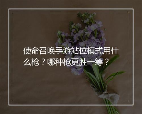 使命召唤手游站位模式用什么枪？哪种枪更胜一筹？