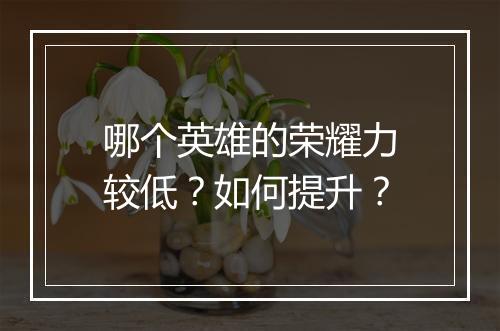 哪个英雄的荣耀力较低？如何提升？