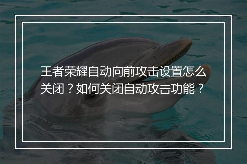 王者荣耀自动向前攻击设置怎么关闭？如何关闭自动攻击功能？