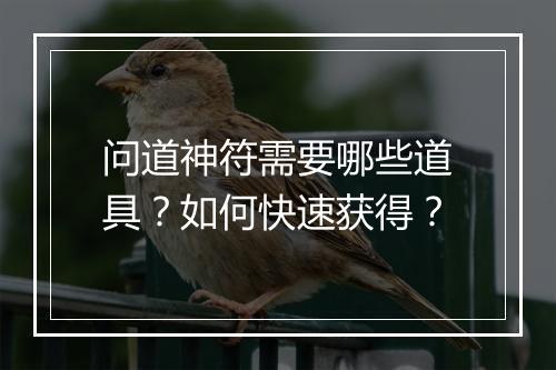 问道神符需要哪些道具？如何快速获得？