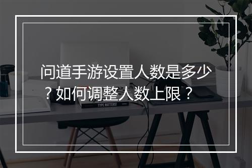 问道手游设置人数是多少?如何调整人数上限?