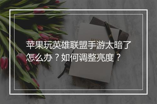 苹果玩英雄联盟手游太暗了怎么办?如何调整亮度?