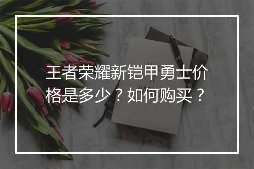 王者荣耀新铠甲勇士价格是多少？如何购买？