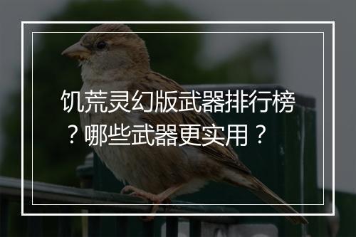 饥荒灵幻版武器排行榜？哪些武器更实用？