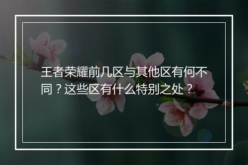 王者荣耀前几区与其他区有何不同？这些区有什么特别之处？