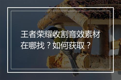 王者荣耀收割音效素材在哪找？如何获取？