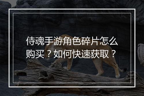 侍魂手游角色碎片怎么购买？如何快速获取？