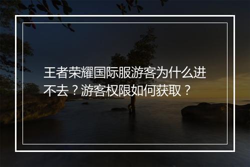 王者荣耀国际服游客为什么进不去？游客权限如何获取？