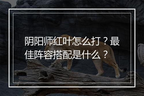 阴阳师红叶怎么打?最佳阵容搭配是什么?