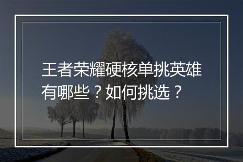王者荣耀硬核单挑英雄有哪些？如何挑选？