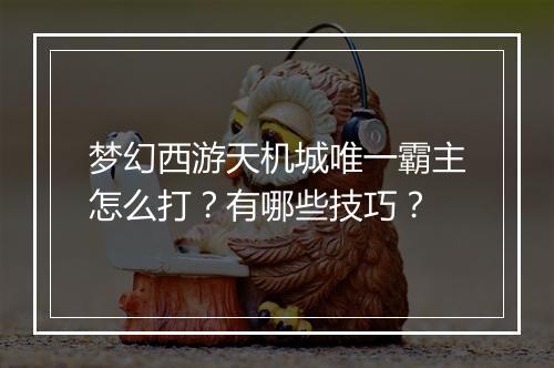 梦幻西游天机城唯一霸主怎么打？有哪些技巧？