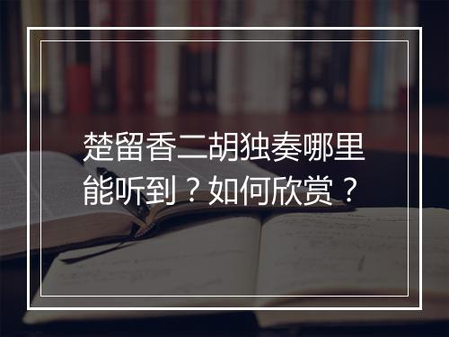 楚留香二胡独奏哪里能听到？如何欣赏？