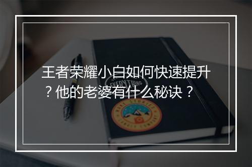王者荣耀小白如何快速提升？他的老婆有什么秘诀？