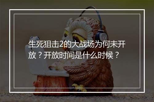 生死狙击2的大战场为何未开放？开放时间是什么时候？