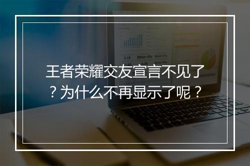 王者荣耀交友宣言不见了？为什么不再显示了呢？