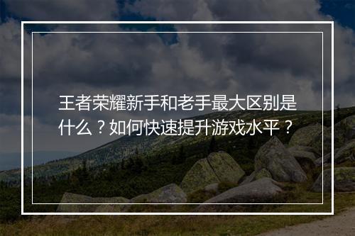 王者荣耀新手和老手最大区别是什么？如何快速提升游戏水平？