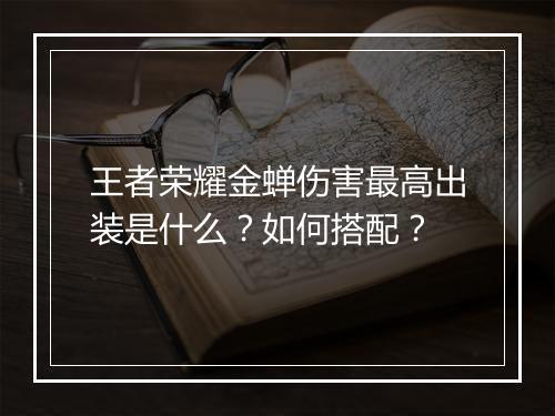 王者荣耀金蝉伤害最高出装是什么?如何搭配?