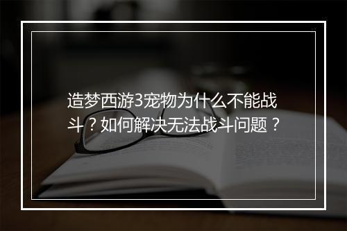 造梦西游3宠物为什么不能战斗?如何解决无法战斗问题?