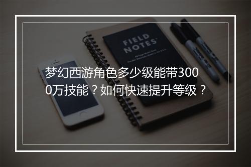 梦幻西游角色多少级能带3000万技能?如何快速提升等级?