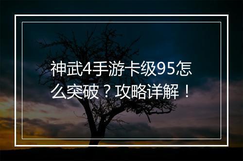 神武4手游卡级95怎么突破？攻略详解！
