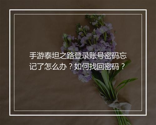 手游泰坦之路登录账号密码忘记了怎么办？如何找回密码？