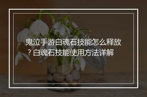 鬼泣手游白魂石技能怎么释放？白魂石技能使用方法详解