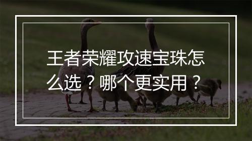 王者荣耀攻速宝珠怎么选?哪个更实用?