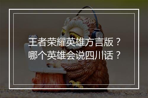 王者荣耀英雄方言版?哪个英雄会说四川话?