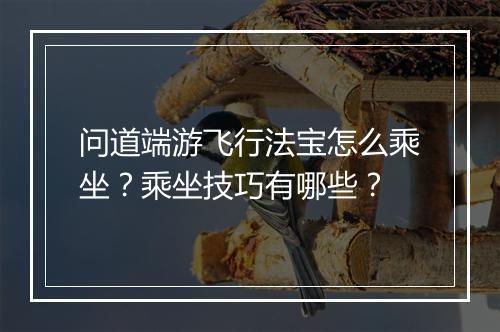 问道端游飞行法宝怎么乘坐?乘坐技巧有哪些?