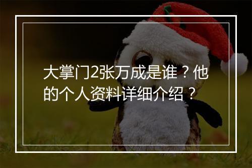 大掌门2张万成是谁？他的个人资料详细介绍？