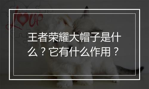 王者荣耀大帽子是什么？它有什么作用？