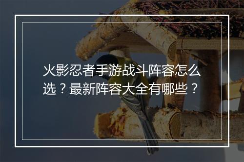 火影忍者手游战斗阵容怎么选？最新阵容大全有哪些？