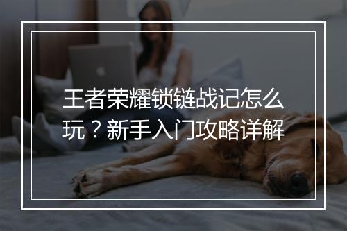 王者荣耀锁链战记怎么玩？新手入门攻略详解