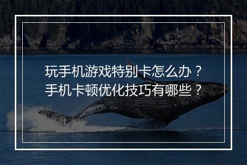 玩手机游戏特别卡怎么办？手机卡顿优化技巧有哪些？